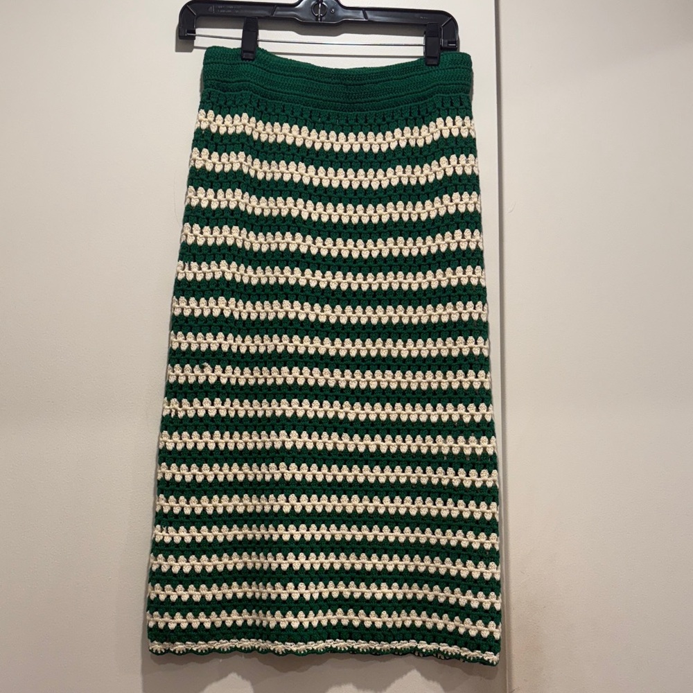BAUM UND PFERDGARTEN Crochet Striped Midi Skirt Small